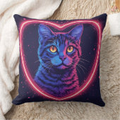 Neon Cat Heart Design – Cute Glowing Kitty Love クッション (ブランケット)
