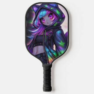 Neon Catgirl Pickleball Night Vibes ピックルボールラケット