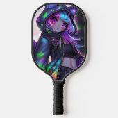 Neon Catgirl Pickleball Night Vibes ピックルボールラケット (裏面)