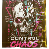 Neon Chaos Skull シャワーカーテン (正面)