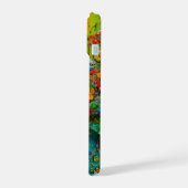 Neon Charlie Chameleon, Textile Rainforest Collage iPhone 15ケース (左側面)