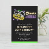 Neon Cheers Beer Black 29th birthday invitation 招待状 (スタンド正面)