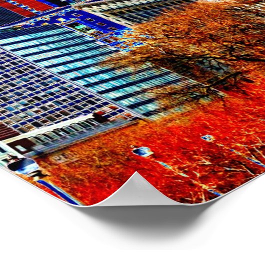 Neon Chicago Skyline Fine Art Poster ポスター (角)