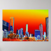 Neon Chicago Skyline Fine Art Poster ポスター (正面)