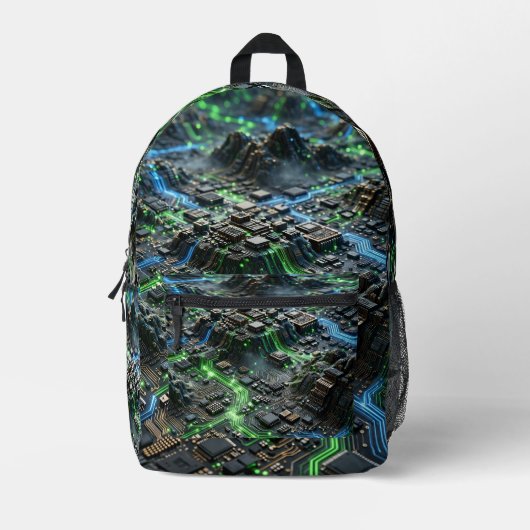 Neon Circuit Flow Backpack プリントバックパック (正面)