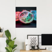Neon Citrus Exotic Fruit Art Poster II | Vibrant P ポスター (ホームオフィス)