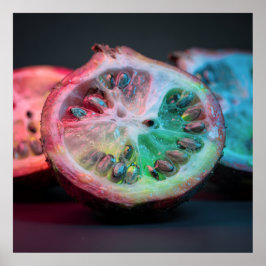 Neon Citrus Exotic Fruit Art Poster II | Vibrant P ポスター