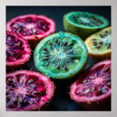 Neon Citrus Slices Flatlay Art Poster III | Vibran ポスター (正面)