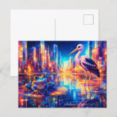 Neon City Reflections: Frog and Heron Dreamscape シーズンポストカード (正面/裏面)