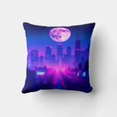 Neon City Synthwave Sunset XL Area Rug クッション (裏面)