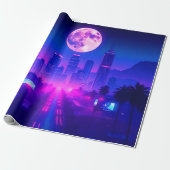 Neon City Synthwave Sunset XL Area Rug ラッピングペーパー (アンロールド)