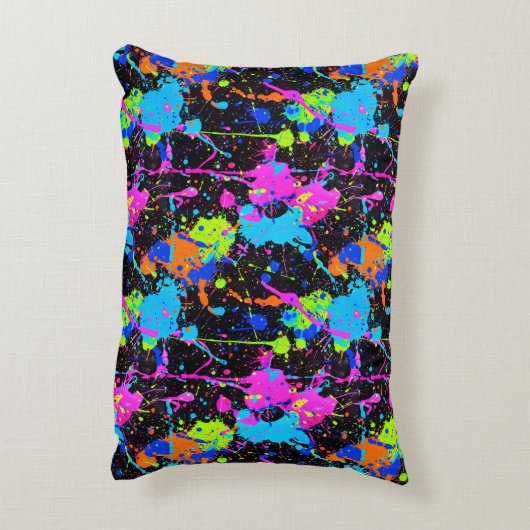 Neon Colorful Pattern アクセントクッション (裏面(縦))