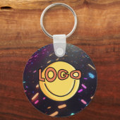 Neon Confetti Blacklight Custom Business Logo キーホルダー (裏面)