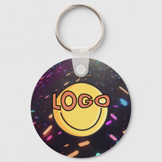 Neon Confetti Blacklight Custom Business Logo キーホルダー (裏面)