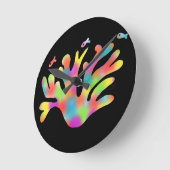 Neon coral  ラウンド壁時計 (傾斜)