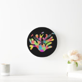 Neon coral  ラウンド壁時計 (ホーム)