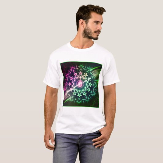 Neon Cosmic Rock Mandala Tシャツ (正面フル)
