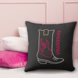Neon Cowboy Bootカスタマイズ可能な名前 クッション
