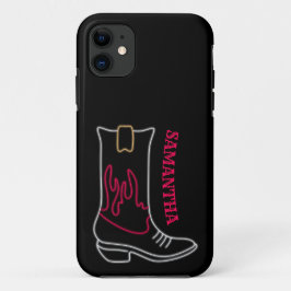 Neon Cowboy Bootカスタマイズ可能な名前 iPhone 11 ケース