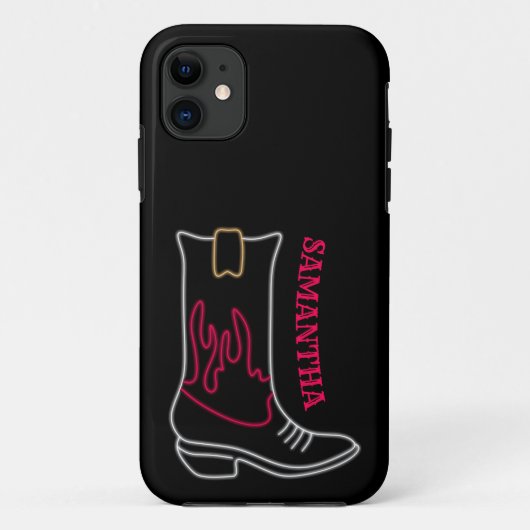 Neon Cowboy Bootカスタマイズ可能な名前 Case-Mate iPhoneケース (裏面)