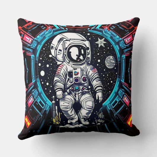Neon Cyber Astronaut Pillow クッション (裏面)