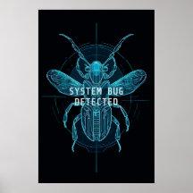 Neon Cyber Bug Detected IT Programmer Humor