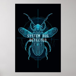 Neon Cyber Bug Detected IT Programmer Humor ポスター
