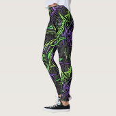 Neon Cyber: Electric Green and Purple レギンス (左)