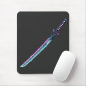 ​Neon Cyber-Katana: Digital Blade Tech mousepad  マウスパッド (マウス)