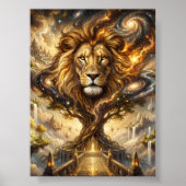 Neon Cyber Lion Wall Art Print – Futuristic Fantas ポスター (正面)