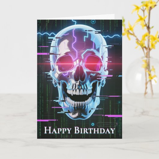 Neon Cyber Skull: Digital Overlord カード (黄色い花)