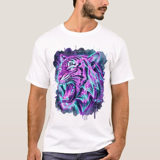 Neon Cyber Tiger 🐅⚡ Tシャツ (正面)