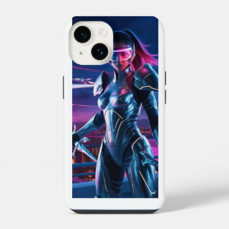 Neon Cyber Warrior iPhoneケース – 未来的なSci-Fi iPhone 14ケース