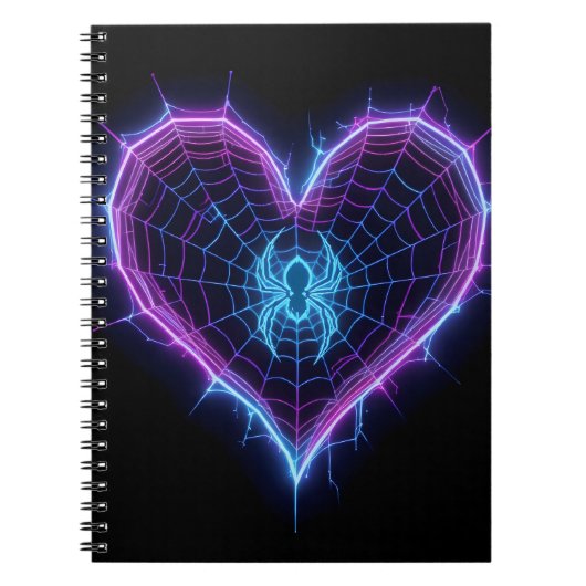 Neon Cyber‑Web Heart Stationery & Gifts ノートブック (正面)