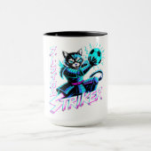 Neon Cyberpunk Cat Mugs – Gamer Gift Edition マグカップ (中央)