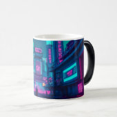 Neon Cyberpunk City Futuristic Gamer モーフィングマグカップ (正面右)