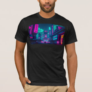 Neon Cyberpunk City Street Gamer Apparel Tシャツ