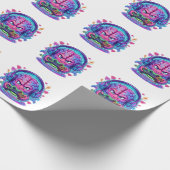 Neon Cyberpunk Gamer Brain Level Up Controller ラッピングペーパー (角)