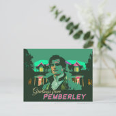 Neon Cyberpunk Mr. Darcy Greetings from Pemberley ポストカード (スタンド正面)