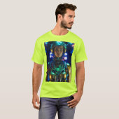 Neon Cyborg – 未来的なSci-Fi Tシャツデザイン Tシャツ (正面フル)