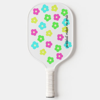 Neon Daisy Print Pickleball Paddle ピックルボールラケット