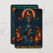 Neon Dia de los Muertes High Priestess Tarot Card (正面/裏面)