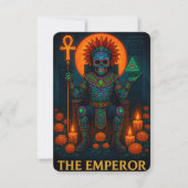 Neon Dia de los Muertos Emperor Tarot Card (正面)