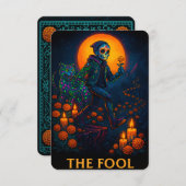 Neon Dia de los Muertos The Fool Tarot Card (正面/裏面)
