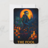 Neon Dia de los Muertos The Fool Tarot Card (正面)