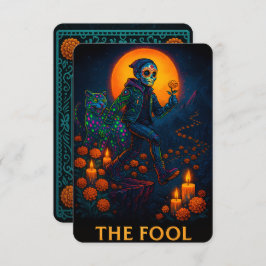 Neon Dia de los Muertos The Fool Tarot Card
