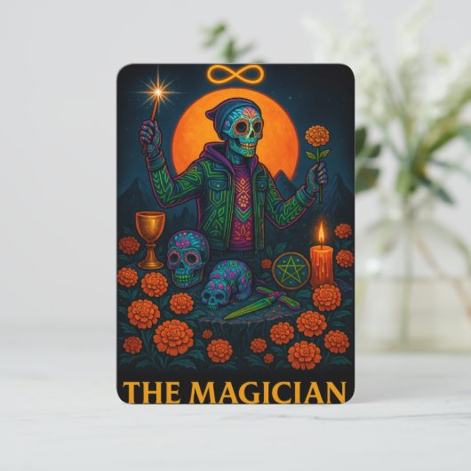 Neon Dia de los Muertos The Magician Tarot Card (スタンド正面)
