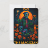 Neon Dia de los Muertos The Magician Tarot Card (正面)