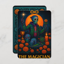 Neon Dia de los Muertos The Magician Tarot Card