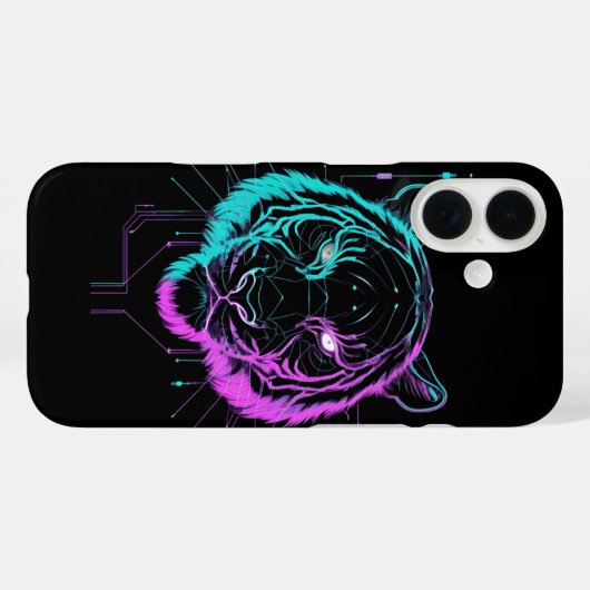 Neon digital tiger art Case-Mate iPhoneケース (裏面 (横))